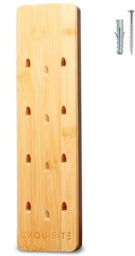 EXQUISITE Premium Craft-Handed Natural Bamboo Darts Holder - Wall Mounted Dart Caddy Display & Storage for 12 Soft & Steel Tip Darts, Precision Drilled, Protective Backing, Includes Mounting Kit