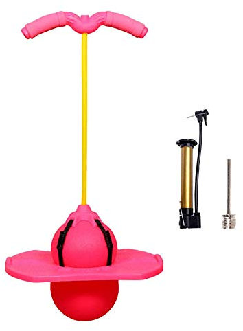 LICHENGTAI Ballon Sauteur Enfant, Bouncing Ball avec Poignée, Balance Board Hop Bounce Jump Fitness Planète Sauteur Toy, Balle Rebondissante Antidéflagrante, Balle De Sport pour Enfants, Rose