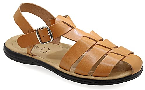 42 Beige Emmanuela Bequeme antike griechische Sandalen aus Leder für Herren, gepolsterte Einlegesohle Handgefertigte Ledersandalen, hochwertige verstellbare Sommerschuhe mit Schnalle