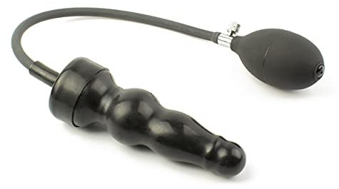 Rubberfashion Latex Analplug aufblasbar, aufblasbarer Mini gerippter Anal Butt Plug mit Pumpe für Frauen und Männer 14,8 x 4,1cm Menge: 1 Stück schwarz fester Kern