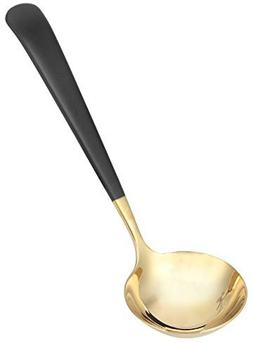 Soup Ladle, Stainless Steel Soup Spoon Gold Ladle Cooking Ladle Serving Ladle for Cooking, Stirring