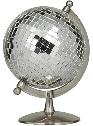 Deco 79 Stainless Steel Metal Disco Ball Style Globe, 8 x 7 x 10, Silver