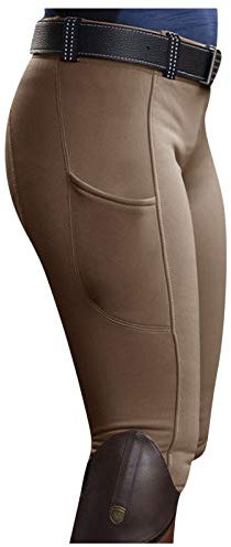 KBOPLEMQ Reithose Reitleggings Damen Mädchen Kinder mit Kniebesatz und Innentasche, elastische Jodhpurhose REIT-Tights für Reitschule Reitsport Radfahren