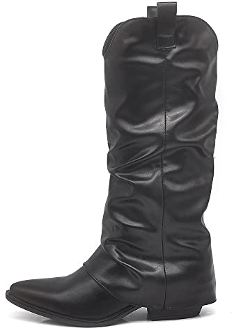 IF Fashion Scarpe Stivali Texani Arricciati Da Donna Con Ghetta Risvolto MP627