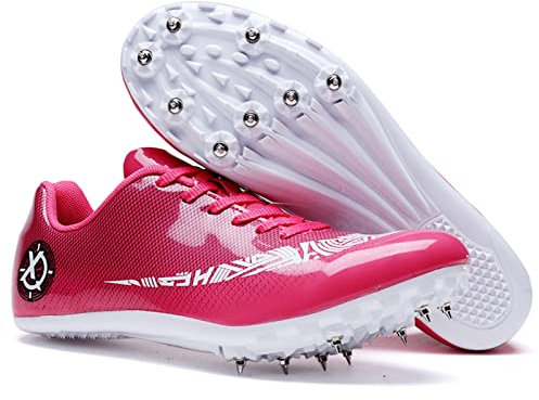 Hombres, mujeres, niños, niñas, atletismo, clavos, zapatos, transpirables, picos, distancia, zapatos para correr para niños, carreras de 100 a 400 metros, carreras de velocidad ( Color : E , Size : 35
