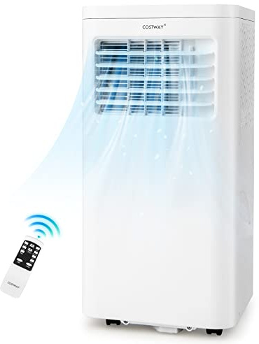 COSTWAY Climatiseur Mobile Silencieux 9000BTU, Climatiseur Portable 4 en 1 Rafraîchisseur R290, Ventilateur, Déshumidificateur 20L/Jour, Mode Nuit, Clim Mobile 17 à 30℃, Télécommande, Minuterie 24h
