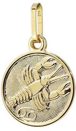 NKlaus Kettenanhänger Krebs Sternzeichen 375 Gelb Gold 9 Karat 12mm Horoskop Zodiak 13345