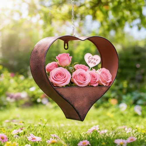 Goodeco Hängende Herz-Blumen-Pflanzgefäße für Innen- und Außenpflanzen – stilvolle und funktionale Pflanzgefäße für Wand oder Decke, Heim- oder Bürodekoration für Frauen