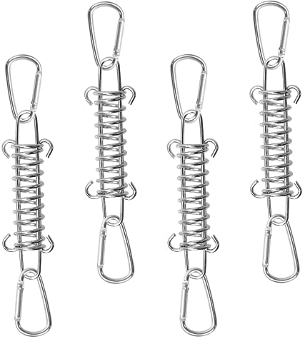 GETRICH 4 Stück Edelstahl Zugfedern mit Ösen für Sonnensegel Befestigung Spannfedern Spannfeder Sprungfedern Spannfeder Sonnensegel Stahlfeder mit 8 Stück Karabiner für Camping Markise Zelteund Mehr