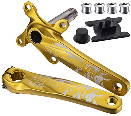 Samnuerly Fahrrad-Kurbelarm-Set, 170 mm, 104 BCD, Mountainbike-Kurbel-Set, hohl, integrierte 4-Krallen-Kurbeln für MTB, BMX, Rennrad (Farbe: Schwarz) (Gold)