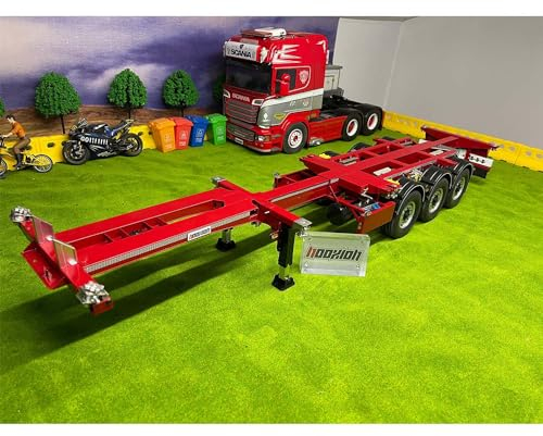 3 Achsen Extendable Rahmenanhänger für 1/14 RC-Traktor-LKW Tamiyay Teilmontiert - Mit Servo Control Board Lichter Aufkleber