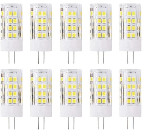 ZFQ 10-Pack G4 AC/DC 12V LED Light Bulb, 5 Watt, 500 Lumen, Cool White 6000K, 360° Beam Angle, 50W Equivalent, G4 Halogen/Xenon/Incandescent Replacement Bulb, Not-Dimmable