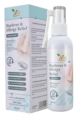 Aquamarine Hayfever & Allergy Relief: Spray nasal de alivio instantáneo para alergias y congestión (100 ml)