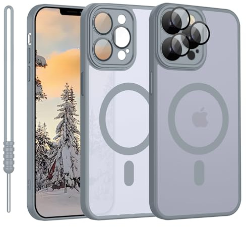 YUANDMI für iPhone 13 Pro Max Hülle kompatibel mit MagSafe Hell Grau | Handyhülle für iPhone 13 Pro Max Magnetisch Matte Touch Kameraschutz, rutschfest Kratzfest Schutz Stoßfest