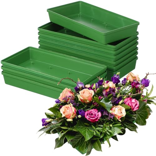 Tofficu 10Pcs Foam Trays for Flower Arrangements: Floral Mud Trays for Weddings Parties DIY Flower Arrangement Supplies 10.62X5.11X1.77In