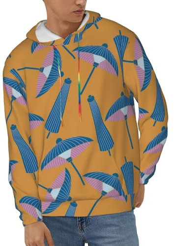 Kapuzenpullover im japanischen Stil, blaues Regenschirm-Muster, lässig, athletisch, Sweatshirts, Langarm-Pullover, Herbst-Tops für Damen und Herren, mehrfarbig, XXL