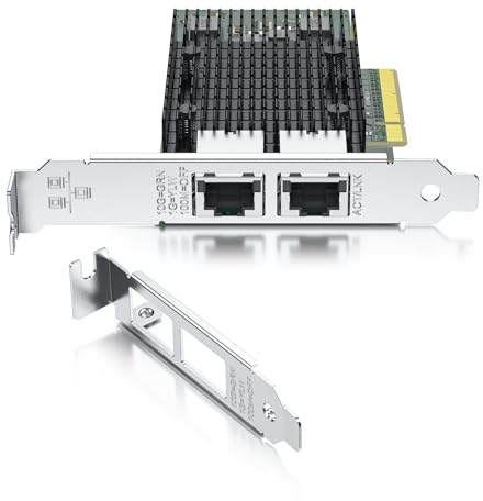 REDLUX Tarjeta de red PCI-e de 10 GB (NIC) con chip Intel X540, puertos RJ45 duales, comparado con Intel X540-T2, PCIE 2.0 X8, compatible con Windows/Windows Server/Linux/Vmware Esxi