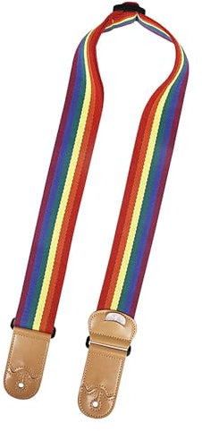 Kongou Akustikgitarrengurt, Bassgitarrengurt - Regenbogen breite Gitarrengurte,Atmungsaktiver, bequemer, breiter, bunter Gitarrengurt für Ukulele, Akustikgitarre