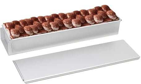 Frfik Molde rectangular para tartas, molde para tartas, molde de aleación de aluminio grueso con tapa, molde para pan, molde para mousse extraíble, rectangular, antiadherente para tiramisú, tarta de