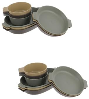 Happyyami 2ensembles Set De Vaisselle De Camping Portable Plastique De Qualité Alimentaire Assiettes Rondes Assiettes pour Pique- Et Activités De Plein Air