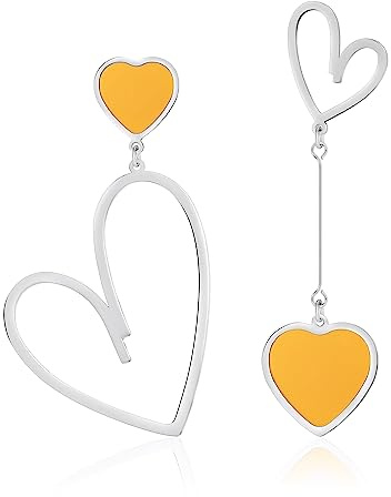 Linawe Pendientes colgantes en forma de corazón, pendientes de acero inoxidable para mujer, pendientes colgantes para pareja, pendientes para mujer