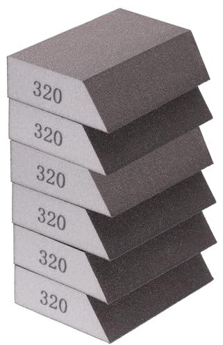sourcing map 6pcs Sanding Sponge Blocks 320# (1500 Grit) Sanding Sponge with Angled Edge 4x2.8x1, Washable and Reusable Foam Sanding Block for Polishing Kitchen Metal Wood Drywall Home