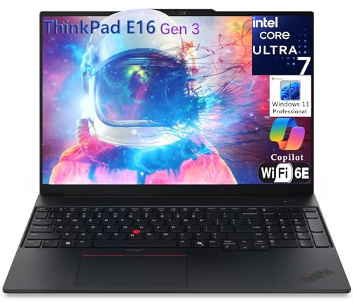 Lenovo ThinkPad E16 Gen 3 40.6 cm FHD+ Business Laptop Computer, Intel 16-Core Ultra 7 255H (Beat i9-13900H), Arc 140T, 16GB DDR5 RAM, 512GB PCIe SSD, WiFi 6E, Bluetooth 5.3, Webcam, Windows 11 Pro