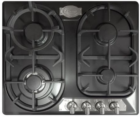 Kaiser Empire KG 6325 Em Sil Turbo Exklusives Gas Kochfeld 60 cm Autark Anthrazit • 4 hochwertigen Brennern • WOK 3,8 kW • Ergonomische Drehknebel • Erdgas und Propangas