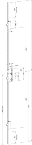 Winkhaus Mehrfachverriegelung T-F2060 92/8 Dorn 50 mm, DIN links, M2 mit 2 Schwenkriegeln, 20 mm Flachstulp MC silber, bitte prüfen. Atikel im EBH-Set