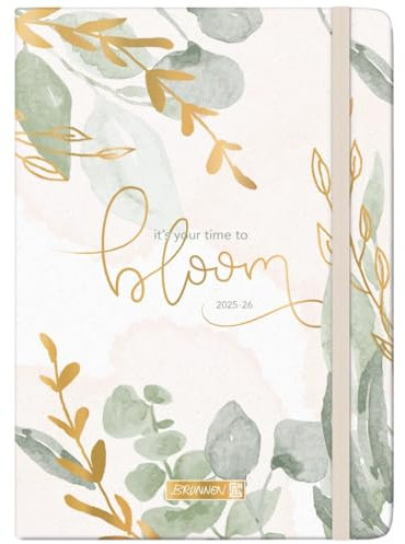 BRUNNEN Schülerkalender (2025/2026) Bloom, 2 Seiten = 1 Woche, A5, 208 Seiten, Textil-Einband, mehrfarbig