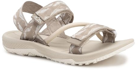 KADVA Sandalias de trekking para mujer CARA WMNS, color beige, talla 36 UE, cómodas sandalias de uso diario con cierre de velcro, plantilla de EVA y suela de goma resistente, ideal para paseos y