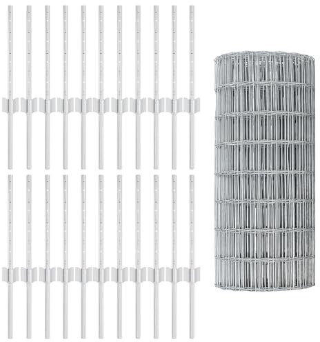 vidaXL Stängsel med stolpe Silver 0,4 x 50 m Stål, Justerbar utomhusavskiljare, modern trädgårdsgrind, hållbar avdelare, mångsidig privacypartition för bakgårdar