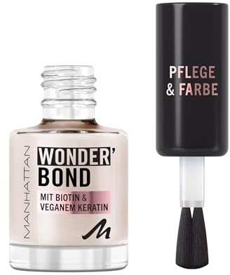 MANHATTAN Wonder'Bond Nail Polish Farbe & Pflege, vegan und tierversuchsfrei, aufbaubare Formel mit Biotin und veganem Keratin, leicht aufzutragen, Fb. 003 Slip Dress, 12 ml