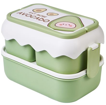 Jenngaoo Boîte à Lunch Isotherme 1500 ml avec 3 Compartiments, Boîte Repas Enfant avec Motifs Cartoon, Hermétique et Portable pour École, Bureau ou Pique-nique (Vert)