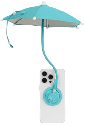 Cell Phone Stand with Umbrella for Sun, Magnetic Sun Shade with Suction Cup | Adjustable Portable Outdoor Anti-Glare Shade Stand(Blue 1pc)