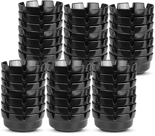 Cenicero de plástico negro para fumadores de cigarrillos, cenicero apilable de mesa con 8 ranuras de soporte, ceniceros para exteriores, interiores, hogar, patio, oficina, hotel, bar, restaurante