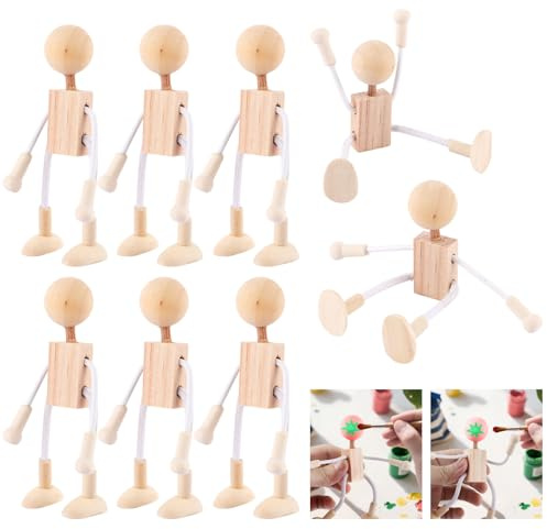 Oungy 10 stycken träfigurer 12 cm, träfigurer att måla, träfigurer för målning, stickdockor målade dockor