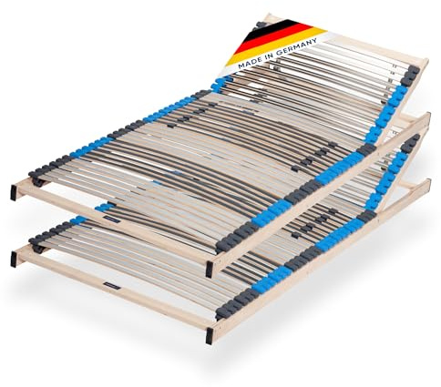 CubeSleep 2 STK Pure Eco 7-Zonen Lattenrost verstellbar 90x200 cm | Doppelpack | Kopfteil verstellbar | fertig montiert | 6-fache Härteregulierung | Made In Germany | GS Zertifiziert