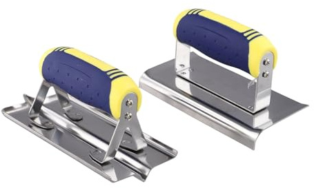 Set di 2 cazzuole per bordi in cemento in acciaio inox, per scanalare calcestruzzo, kit di finitura in cemento, resistenti alla ruggine e all'erosione, facili da pulire (curve e affilate)