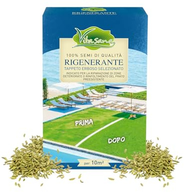 VitaSana Semi Prato Rigenerante – Tappeto Erboso Selezionato | Semi a Crescita Rapida per Rinfoltire il Prato | Resistente al Calpestio, Facile da Usare, Adatto a Tutti i Terreni (200 g (10 m²))