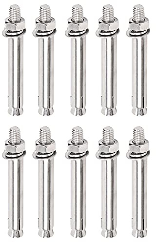 Ankerbolzen, 10er-Pack Spreizdübel, M8 Edelstahl-Außensechskantmutter-Spreizhülsenankerbolzen for Wandkonstruktionen(M8x90mm)