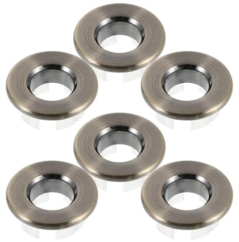 FONDOTIN Anillos de Desbordamiento para Lavabo 6 Piezas Gris Oscuro 23-25 MM Cubiertas de Goma para Orificio de Desbordamiento Accesorios para Fregadero de Baño Protección contra