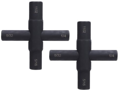 HOKAYOBEXU Chiave per rubinetto incrociata da 2 pezzi, chiave dell'acqua con rubinetto in acciaio a 4 vie per tubo flessibile del rubinetto della valvola, fosfatazione nera da 1/4 9/32 5/16