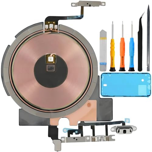 ZHUROUPU NFC Coil Wireless Charging Chip with Flashlight Volume Flex Cable for iPhone 13, Power On/Off Button QI Coil Magnet Panel Replacement Cable for iPhone 13 A2633 A2361 A2482 A2634 with Tools