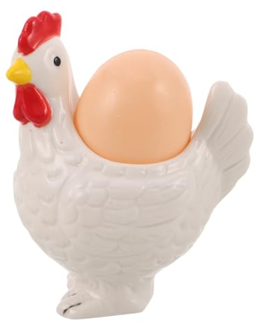 VALICLUD Huevera de cerámica con forma de pollo, de porcelana blanca, rústica, decorativa, para cocina y mesa de comedor