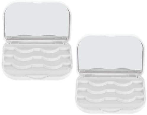 NOLITOY 3d Synthetic Fiber False Eyelash Storage Box, Magnetic Lash Organizer Case for Travel, White Eyelash Packaging Holder with 3 Pairs Capacity, Compact Artificial Lash Container