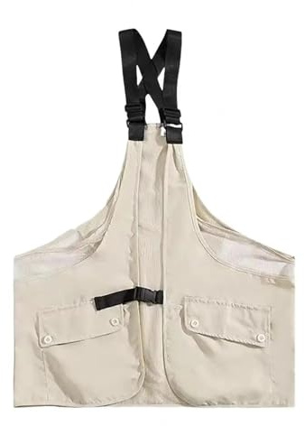 ZRHWSPD Bröstväska bröstväst med justerbara remmar, design med flera fickor, unisex väst för män och kvinnor, kaki, L, En stil