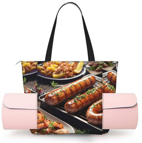 EdWal Fast Food Print Womens Gym Bag Yoga Mat Bag Tote Bag with Zip Sports Bag Holdall Bag Shopping Bag Travel Bag