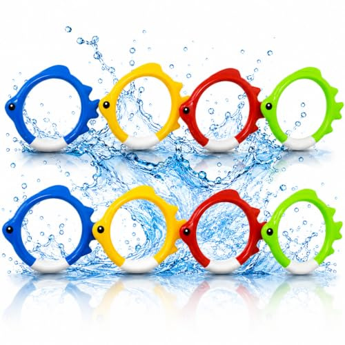 AMATOYS Anillos de Buceo 8 Piezas - Juguetes Piscina Verano Niños
