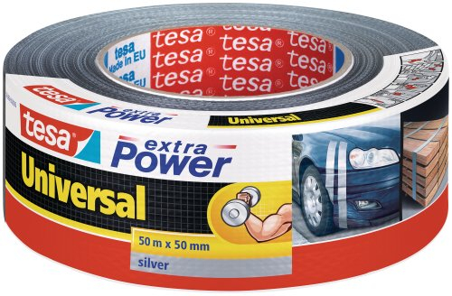tesa extra Power Universal Gewebeband - Gewebeverstärktes Ductape zum Reparieren, Befestigen, Bündeln, Verstärken oder Abdichten - Grau - 50 m x 50 mm